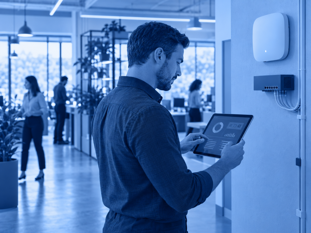 IT professional assessing technology in an Ottawa business