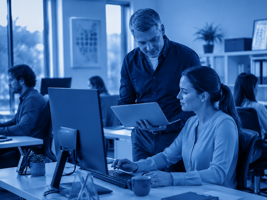 Employee receiving managed IT support in an Ottawa business office